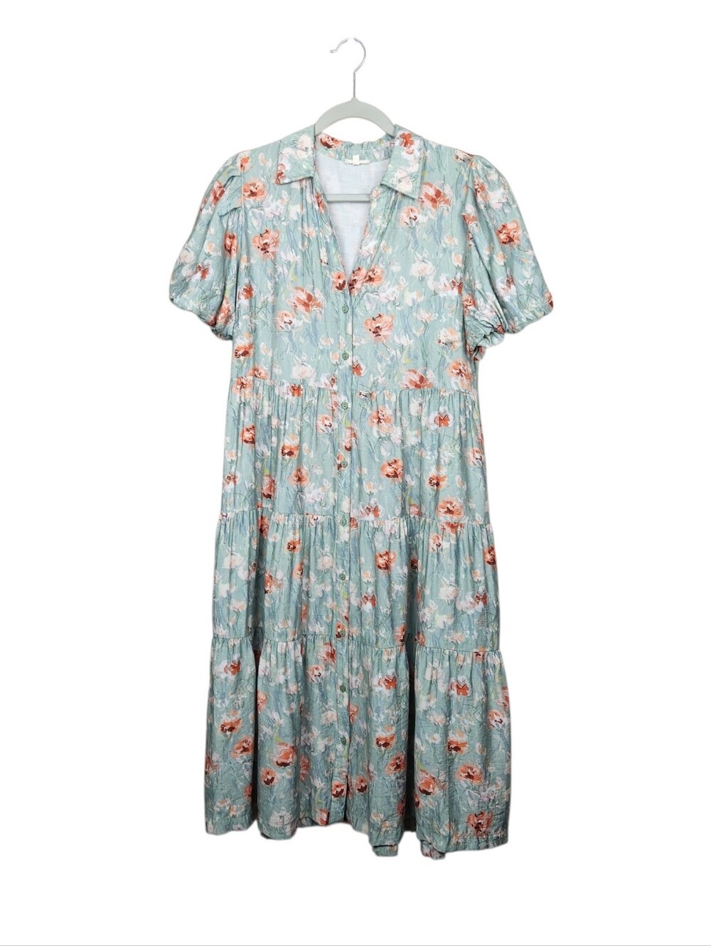 Jodifl Sage Green Rust Floral Boho Western Prairie Dress G40096 Womens Size M